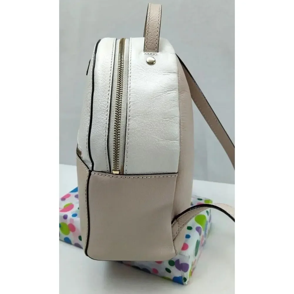 Kate Spade Grove Street Sammi Ivory Leather Zipper Pocket Backpack - MSRP $299